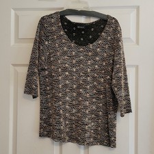 Lane Bryant Women's Brown and Black Knitted Appearance Blouse picture