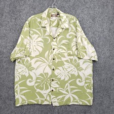 VINTAGE Kalaheo Hawaiian Shirt Mens XL Green Floral Monstera Leaf Tropical USA picture