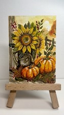 ACEO PRINT of “Autumn At The Gate” Pumpkin Sunflowers Art By Kelly Horn picture