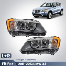 Halogen Headlight For 2011-2013 BMW X3 F25 Headlamp w/Bulbs Left Right Side Pair picture