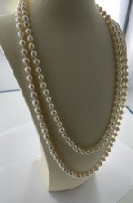 Akoya Cultured Pearls; 5-5.5mm - 14k Gold Clasp 40” Rope Length Vintage picture