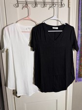 Zenana V Neck T Shirt Womens Soft Stretch Basic Tee Black or White picture