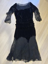 Antique Edwardian Black Velvet and Lace Dress picture