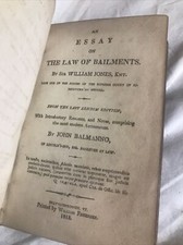 Early Antique Leather Bound Legal Book 1813 Essay Law William Jones on Bailments picture