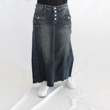 NWT Be Girl Long Modest Stretch Jean Skirt Sizes S - 3XL Black Denim Button Fly picture