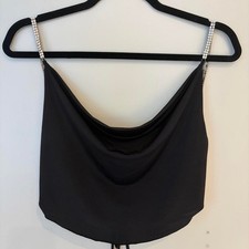 Windsor Black Cowl Neck Rhinestone Strap Top – Size Small picture