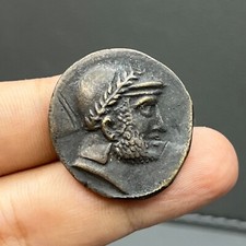 Immaculate Ancient Greek central Asian king bronze coin picture