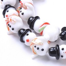 LAMPWORK SNOWMAN BEADS CHRISTMAS 24~25mm WHITE SMOOTH LOOSE SPACER CRAFT 10PCS picture