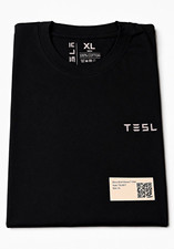 Tesla Men's Black Logo T-Shirt XL 100% Cotton Crew Neck Short Sleeve picture
