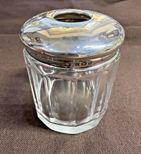 Victorian Sterling Silver & Cut Glass Jar Charles May London 1892 Vanity Pot picture