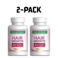 (2 PACK ) Nature's Bounty Hair Growth Supplement 90 Capsules Strong Healthy Hair picture