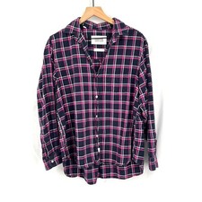Grayson Frank my & Eileen the Hero 100% cotton flannel shirt navy blue pink 4 L picture