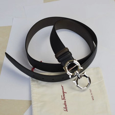 Ferragamo Reversible / adjustable Gancini Belt Silver finish buckle Men’s120cm picture