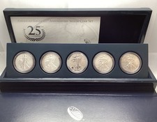 2011 American Silver Eagle 5 Coin 25th Anniversary Set Box And COA picture