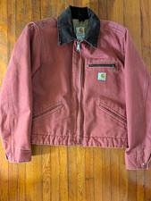VINTAGE Carhartt Women’s Petite Small Salmon/Rose Canvas Fleece Lined Jacket picture