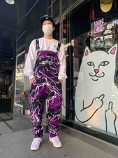 RIPNDIP Nikola Overalls in the Black/Purple lightning picture