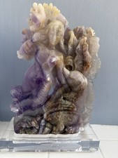 4.2lb Fluorite Crystal Mermaid Carving W/ Acrylic Stand 11’ Tall USA Seller picture
