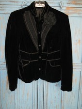 HOPELESS ROMANTIC BLACK SILK VELVET JACKET WITH FLOWER M FULLY LINED picture