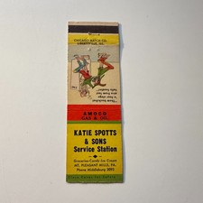 Katie Spotts & Sons Stn Mt Pleasant Mills PA Vintage Matchbook Cover 5MB126-4-2 picture