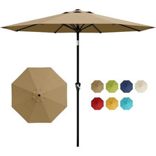 10FT Outdoor Patio Umbrella with Crank Lift & Push Button Tilt 8 Sturdy Ribs  picture