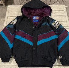 Vintage 90s Starter Anaheim Mighty Ducks NHL Hooded Jacket Size M picture