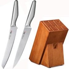 3Pcs TURWHO 9inch Kitchen Slicing Knife Set German Steel Bread Knife Block Set picture