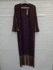 New Disturbia Sienna Purple Devore Fringe Kimono Women's US Size M picture