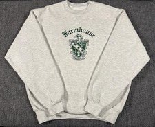 Vintage 90s Fraternity Sweatshirt Mens XL Farmhouse Crest Russel Made USA Gray picture
