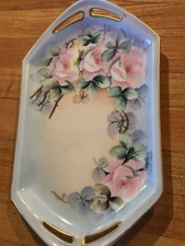 Antique Limoges France Hand Painted Dresser Set Ring Box And Tray picture