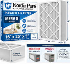 Nordic Pure 16x25x5 Pleated Air Filter MERV 8 Honeywell FC100A1029 Lennox X6670 picture