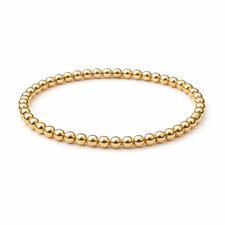 Italian 1/200 14K Yellow Gold Oro Bead Bracelet Brazalete For Men Women Ladies picture