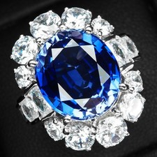 Sumptuous Royal Blue Sapphire 10.90Ct 925 Sterling Silver Handmade Floral Rings picture