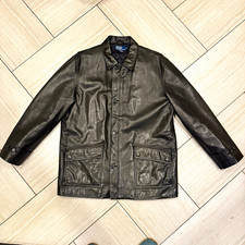 Vintage 90s Polo Ralph Lauren Genuine Leather Barn Car Coat Field Jacket Men’s L picture
