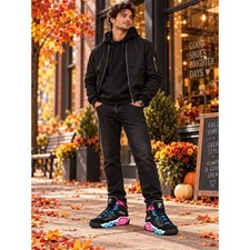 FILA MB Retro High-Top Basketball Sneakers NWT Black Pink Blue Swirl Men's 9 picture