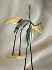 2 Brass Cranes Vintage Mid Century Modern Birds Figurines picture