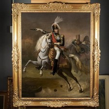 Hand Painted Oil Painting Napoleon on White Horse Portrait Classical Canvas Art picture
