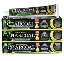 Charcoal Toothpaste Organic, Natural Bamboo, Fluoride Free, Vegan, 5 IN 1, 3 PK picture