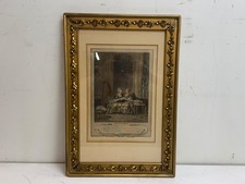Antique 1774 French Engraving Les Confidences Freudenberger Gold Gilt Frame 23
