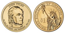 2009 P&D John Tyler Presidential $1 Golden Dollar Coin – Circulated/Shiny picture
