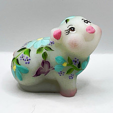 Fenton Pig Figurine Hand Painted by Former Fenton Artist OOAK picture