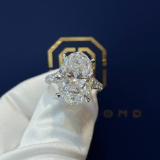 18K White Gold Lab Grown Diamond Engagement Ring Oval Cut IGI Certified 10.20 Ct picture