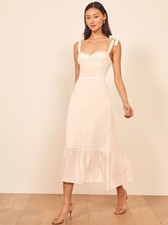 Reformation Nikita Tie Shoulder Midi Dress in Ivory Size 12 picture