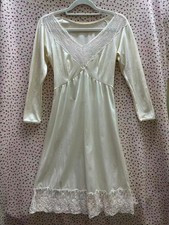 vintage pearly white lace 3/4sleeves dress japanese 80s 90s  nightgown sleepwear picture