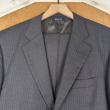 VTG Gianni Manzoni Suit Mens 40R Gray Pinstripe 2 Button Reda Super 100s Wool picture