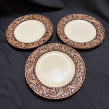 Montana Silversmiths Lifestyles Tooled Leather 9” Dessert Plates Set Of 3 picture