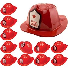 24 Pack Fire Chief Plastic Hat Red Child Size Firefighter Birthday Party Favors picture