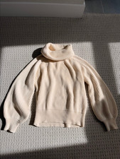 Celine Ribbed Turtleneck Sweater Cream Wool Size S Made in Italy picture