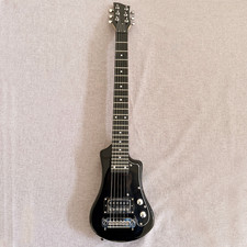 Black Mini Hofner Electric Guitar 6-String 24 Frets Lightweight Travel Friendly picture