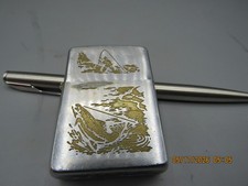 Vintage Late 50`s Early 60`s Zippo Fly Fishing Scene Pat. 2517191 Match Insert picture