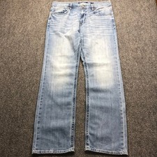 BKE Tyler Straight Leg Light Wash Denim Jeans Mens 34x32 Distressed Blue picture